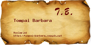 Tompai Barbara névjegykártya